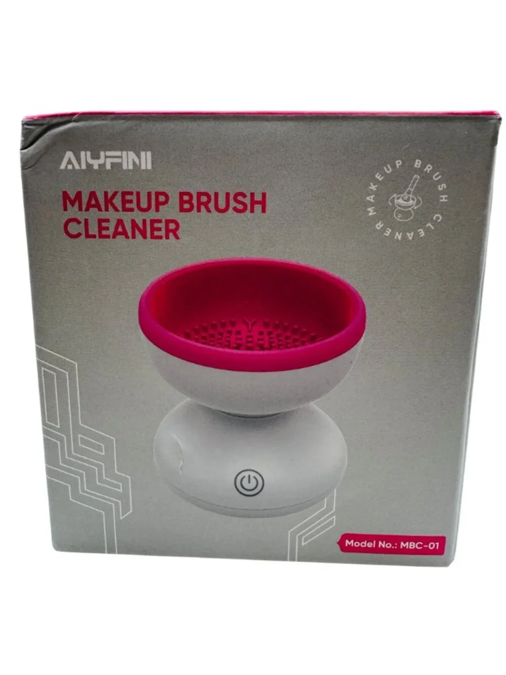 AIYFINI Electric Makeup Brush Cleaner USB Charging Portable Gray & Pink Silicone